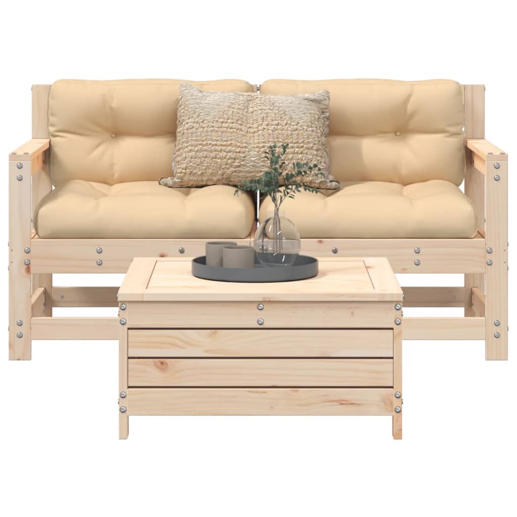 vidaXL 3 Piece Garden Sofa Set Solid Wood Pine