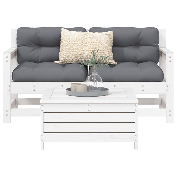 vidaXL 3 Piece Garden Sofa Set White Solid Wood Pine