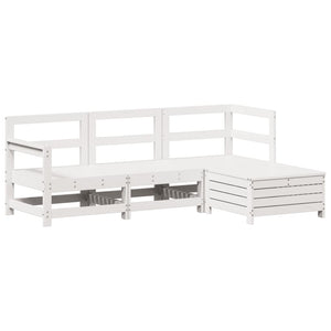 vidaXL 4 Piece Garden Sofa Set White Solid Wood Pine