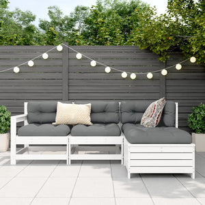 vidaXL 4 Piece Garden Sofa Set White Solid Wood Pine