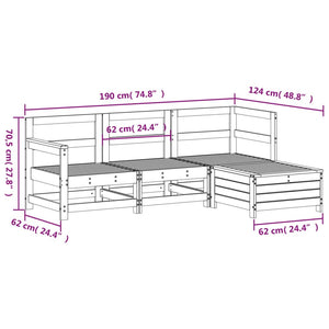 vidaXL 4 Piece Garden Sofa Set White Solid Wood Pine