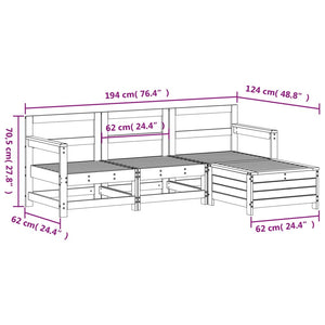 vidaXL 4 Piece Garden Sofa Set Solid Wood Pine