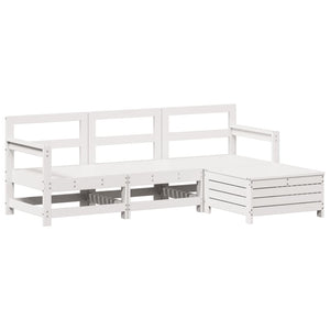 vidaXL 4 Piece Garden Sofa Set White Solid Wood Pine