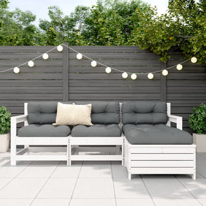 vidaXL 4 Piece Garden Sofa Set White Solid Wood Pine