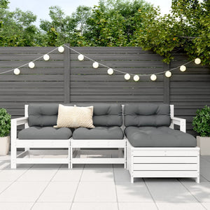 vidaXL 4 Piece Garden Sofa Set White Solid Wood Pine