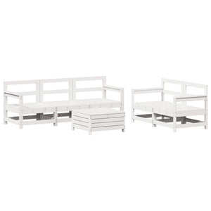 vidaXL 6 Piece Garden Sofa Set White Solid Wood Pine