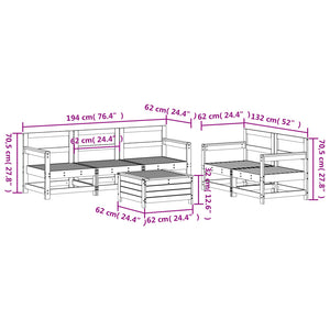 vidaXL 6 Piece Garden Sofa Set White Solid Wood Pine