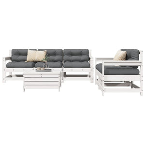 vidaXL 6 Piece Garden Sofa Set White Solid Wood Pine