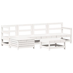 vidaXL 6 Piece Garden Sofa Set White Solid Wood Pine