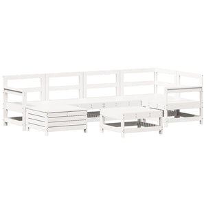 vidaXL 7 Piece Garden Sofa Set White Solid Wood Pine