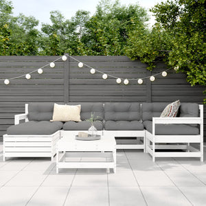 vidaXL 7 Piece Garden Sofa Set White Solid Wood Pine