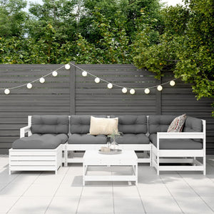 vidaXL 7 Piece Garden Sofa Set White Solid Wood Pine