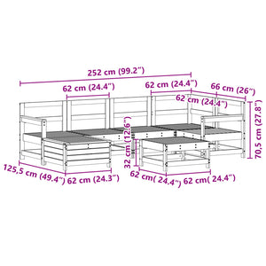 vidaXL 7 Piece Garden Sofa Set White Solid Wood Pine