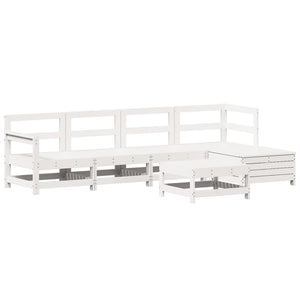 vidaXL 6 Piece Garden Sofa Set White Solid Wood Pine