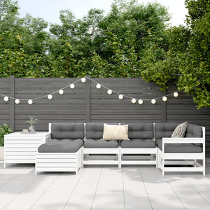 vidaXL 7 Piece Garden Sofa Set White Solid Wood Pine