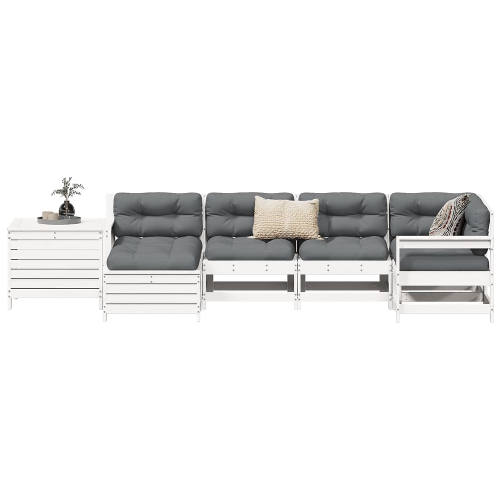 vidaXL 7 Piece Garden Sofa Set White Solid Wood Pine