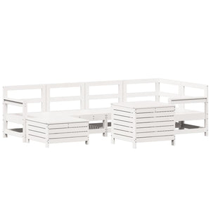 vidaXL 7 Piece Garden Sofa Set White Solid Wood Pine