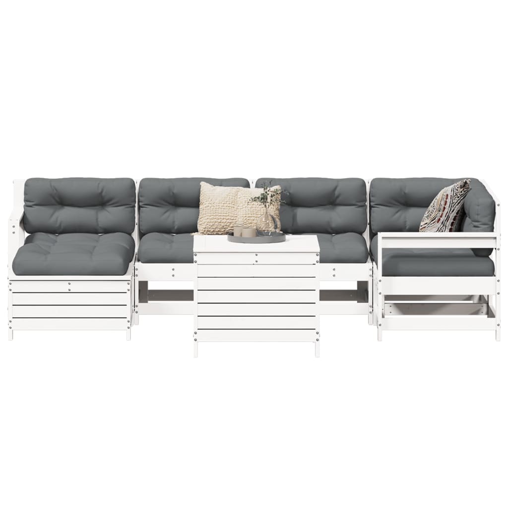 vidaXL 7 Piece Garden Sofa Set White Solid Wood Pine