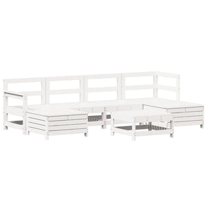 vidaXL 7 Piece Garden Sofa Set White Solid Wood Pine