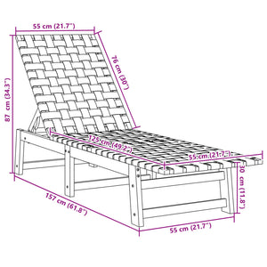 vidaXL Sun Loungers 2 pcs Dark Blue Solid Wood Acacia and Fabric