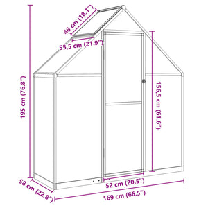 vidaXL Greenhouse with Base Frame Silver 169x58x195 cm Aluminium