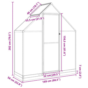 vidaXL Greenhouse with Base Frame Silver 169x58x202 cm Aluminium