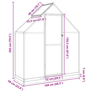 vidaXL Greenhouse with Base Frame Green 169x58x202 cm Aluminium