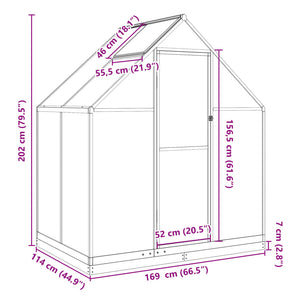 vidaXL Greenhouse with Base Frame Green 169x114x202 cm Aluminium