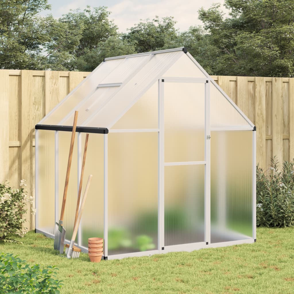 vidaXL Greenhouse with Base Frame Silver 169x169x195 cm Aluminium