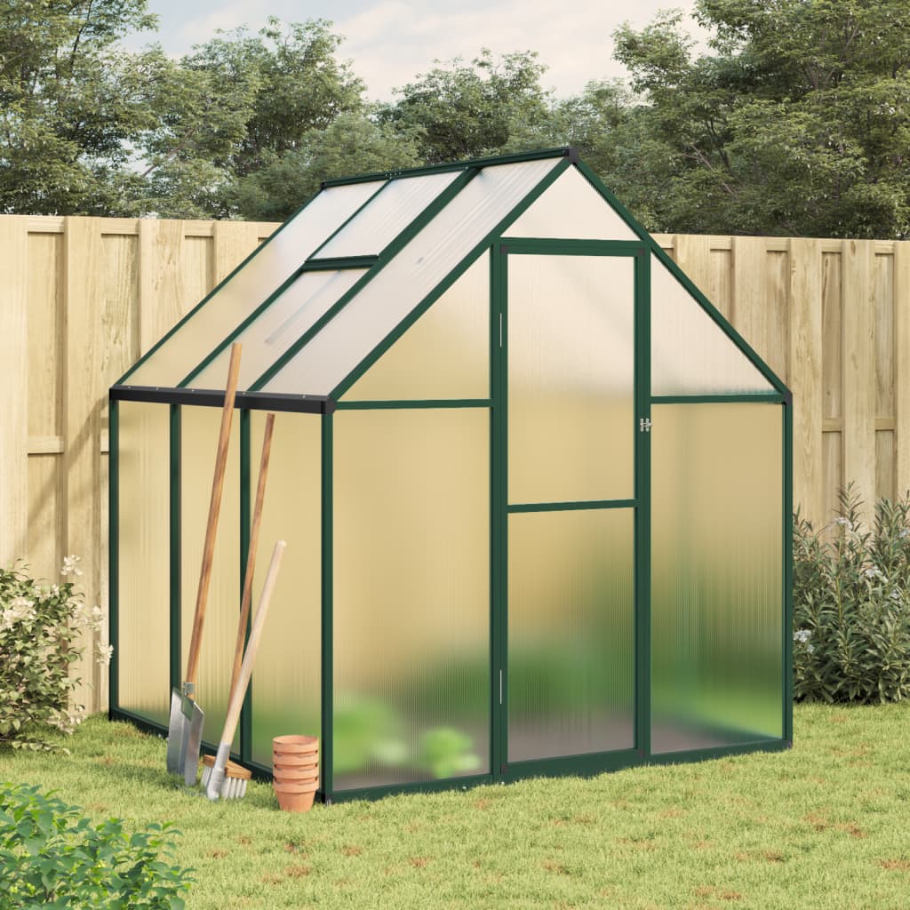 vidaXL Greenhouse with Base Frame Green 169x169x195 cm Aluminium