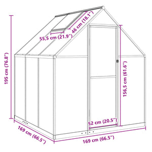 vidaXL Greenhouse with Base Frame Anthracite 169x169x195 cm Aluminium