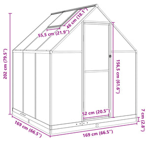 vidaXL Greenhouse with Base Frame Silver 169x169x202 cm Aluminium