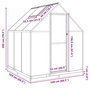 vidaXL Greenhouse with Base Frame Green 169x169x202 cm Aluminium