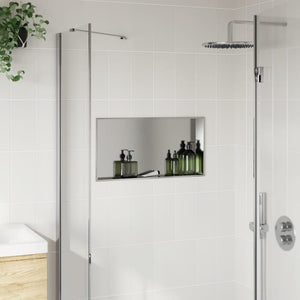 vidaXL Shower Niche Brushed Silver 62x32x9 cm Stainless Steel