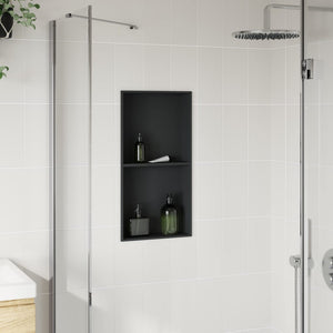 vidaXL Shower Niche Matt Black 32x62x9 cm Stainless Steel