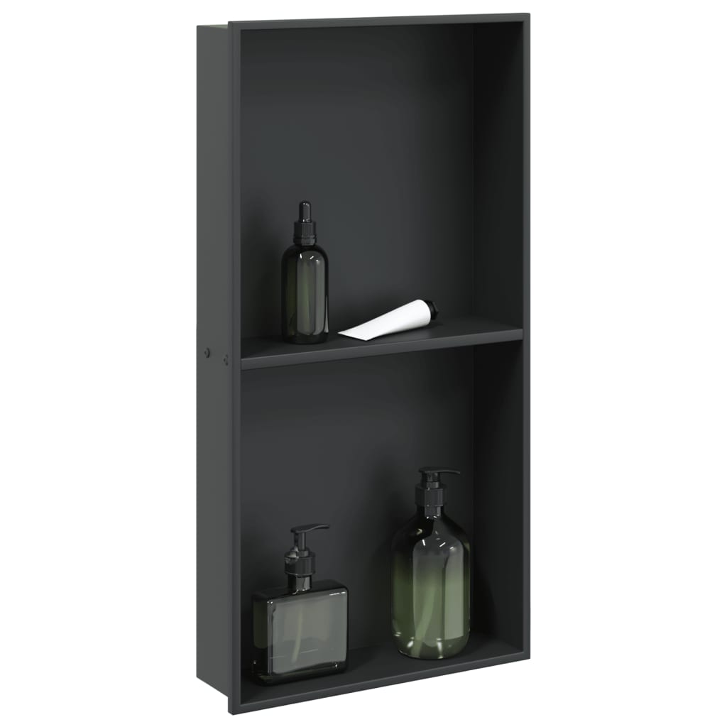 vidaXL Shower Niche Matt Black 32x62x9 cm Stainless Steel