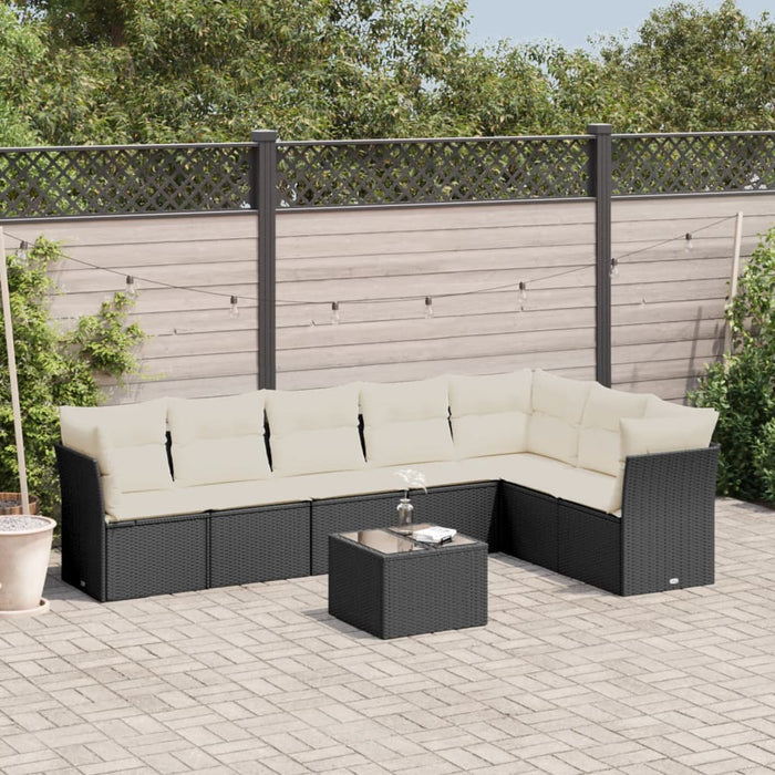 vidaXL 8 Piece Garden Sofa Set with Cushions Black Poly Rattan