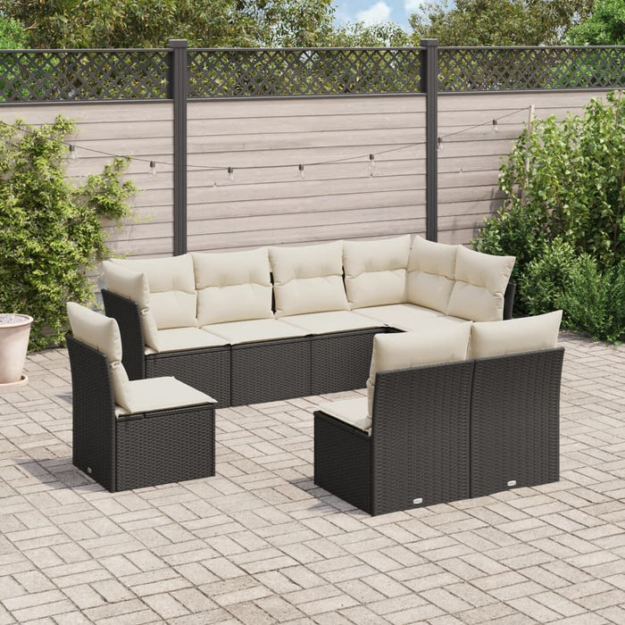 vidaXL 8 Piece Garden Sofa Set with Cushions Black Poly Rattan