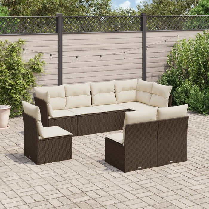 vidaXL 8 Piece Garden Sofa Set with Cushions Brown Poly Rattan