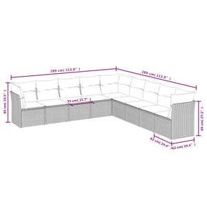 vidaXL 9 Piece Garden Sofa Set with Cushions Black Poly Rattan