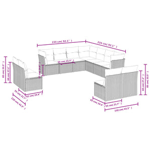 vidaXL 11 Piece Garden Sofa Set with Cushions Light Grey Poly Rattan