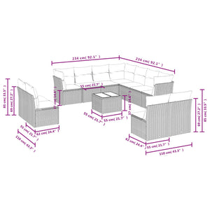 vidaXL 12 Piece Garden Sofa Set with Cushions Beige Poly Rattan