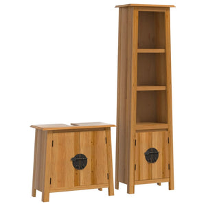 vidaXL 2 Piece Bathroom Furniture Set Solid Wood Pine