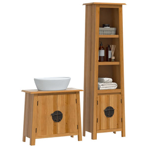 vidaXL 2 Piece Bathroom Furniture Set Solid Wood Pine