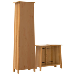 vidaXL 2 Piece Bathroom Furniture Set Solid Wood Pine