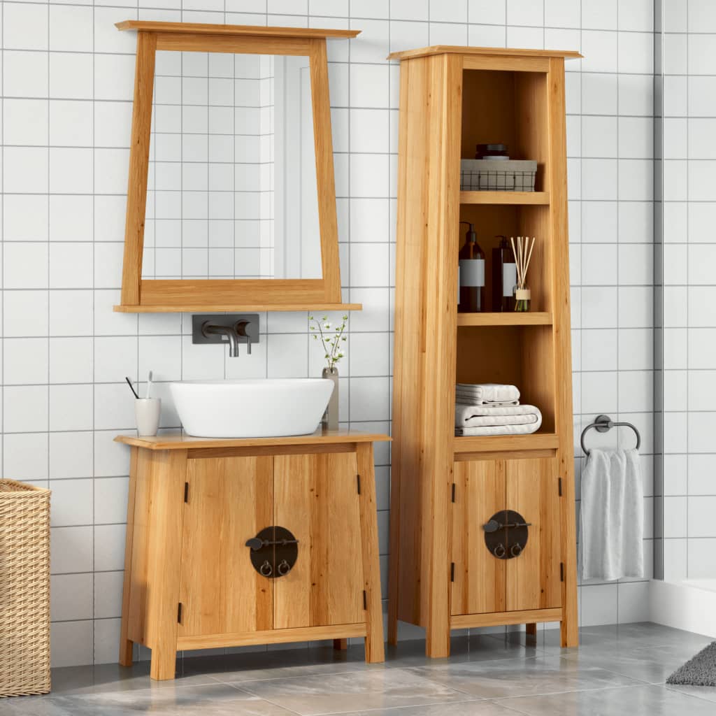 vidaXL 2 Piece Bathroom Furniture Set Solid Wood Pine