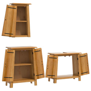 vidaXL 3 Piece Bathroom Furniture Set Solid Wood Pine