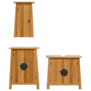 vidaXL 3 Piece Bathroom Furniture Set Solid Wood Pine