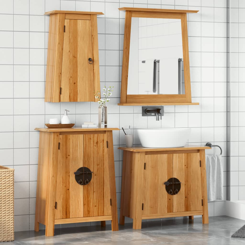 vidaXL 3 Piece Bathroom Furniture Set Solid Wood Pine