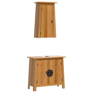 vidaXL 2 Piece Bathroom Furniture Set Solid Wood Pine